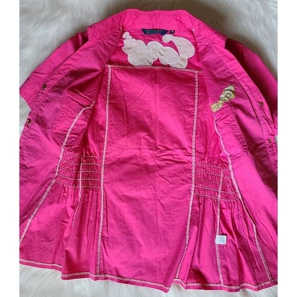 COOGI|Pink Ruffled Snap Button Short Sleeve Top, MEDIUM - Picture 4 of 11